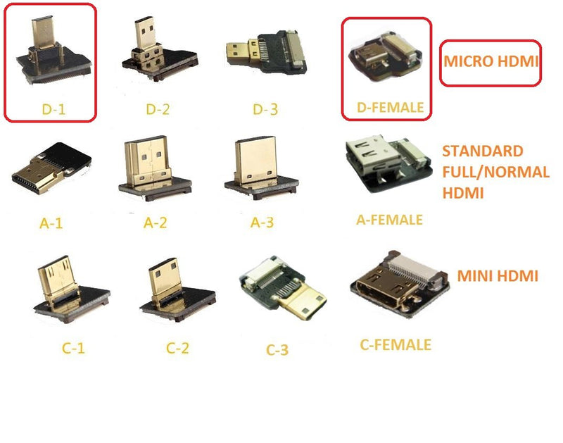 Black FPV HDMI Cable Micro HDMI Interface to Micro Female Interface for GH4 BMPCC A5000 A6000 A7S A7R(40CM) 40CM