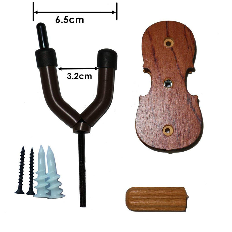 Moreyes Violin Hanger Wall Mount - Wood Bow Hanger with One Violin Keychain Packed (Rosewood color)
