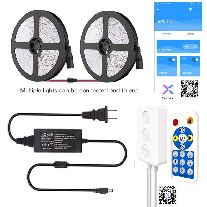 [AUSTRALIA] - WS2812 LED Strip RGB Dream Color Programmable Digital LED Pixel Lights Not Waterproof with Mini Bluetooth RF Music Controller (SP601e, 2X5m 300 LEDs Dream Color) Sp601e 