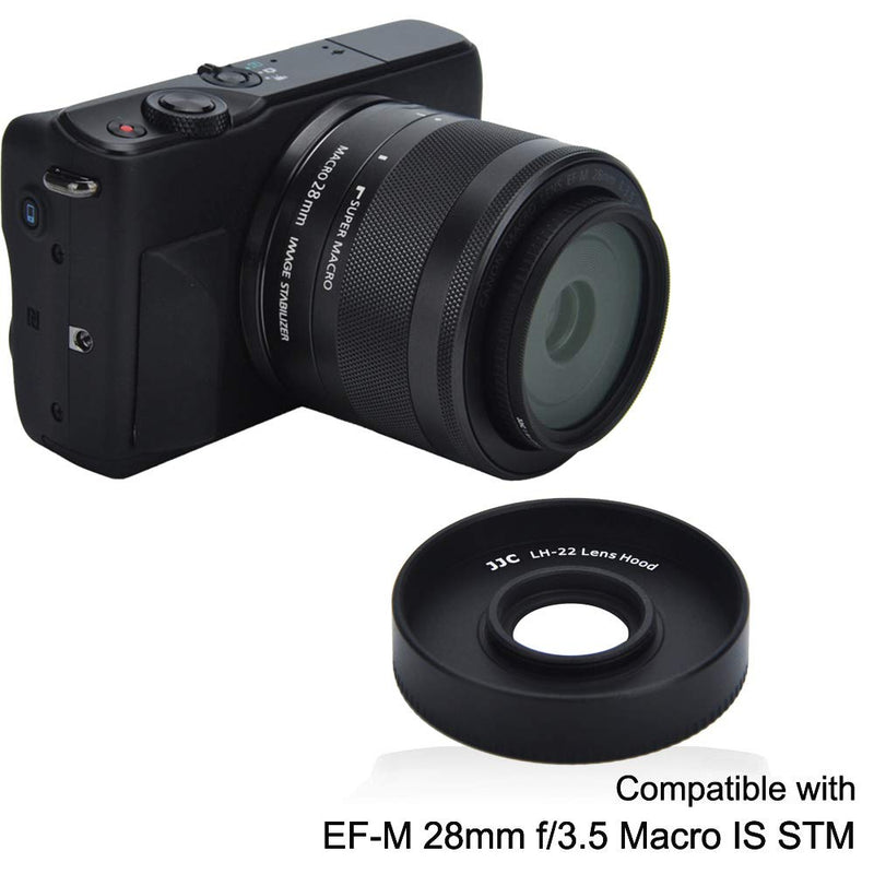 Metal Lens Hood Shade for CanonEF-M 28mm F3.5 Macro is STM Lens on EOS M6 Mark II M200 M100 M50, Replace Canon ES-22 Lens Hood Replace ES-22