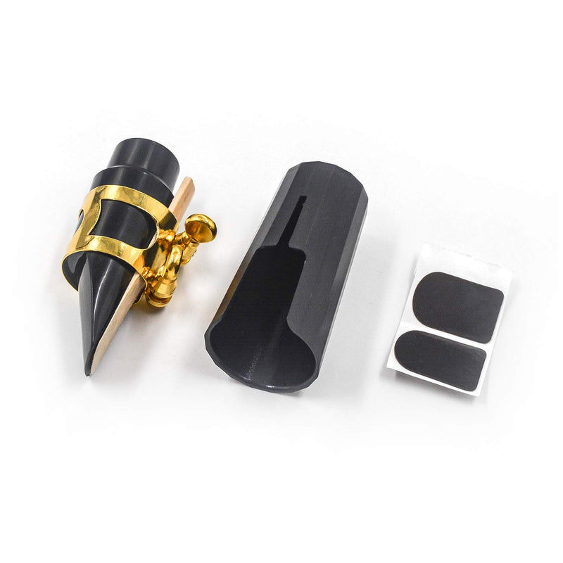 Geesatis Saxophone Mouthpiece Plastic Cap-Gold with Buckle Patches Pad Kit