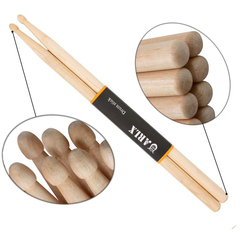 ARLX Drum Sticks 5A Wood Tip Drumstick, Maple, 2 Pair