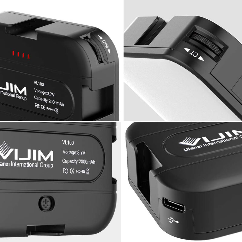 VIJIM Video LED Light, On-Camera Light, VL100C Bi-Color LED Video Light, Dimmable 2500-6500K Perfect for Cameras Photo Shooting, Phones, Video Lighting,LED Fill Lamp, Vlogging etc