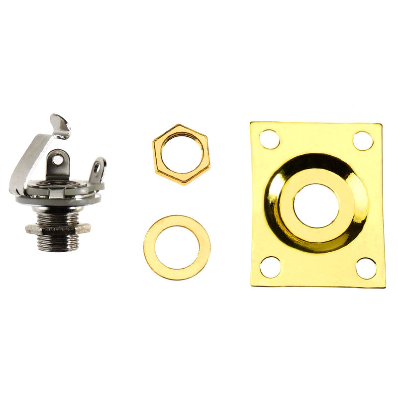 SING F LTD Electric Guitar Output Jack Plate and Socket Square to fit LP Tele Style Guitar Universal Bass Gold