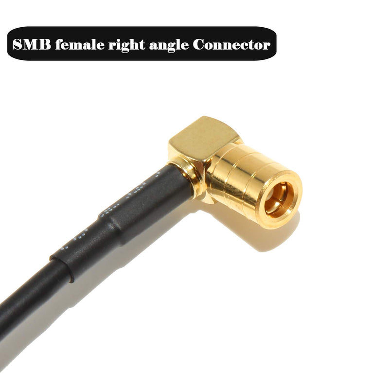 Anina 52' Sirius XM Radio Antenna Coaxial Extension Cable for Satellite Radio Receivers SMB Straight Male to SMB Right Angle Female 52' Right Angle Female