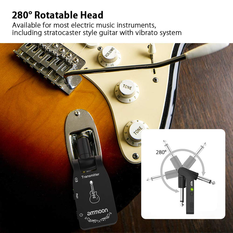 [AUSTRALIA] - ammoon Wireless Guitar System 2.4G Rechargeable 6 Channels Audio Wireless Transmitter Receiver for Electric Guitar Bass 