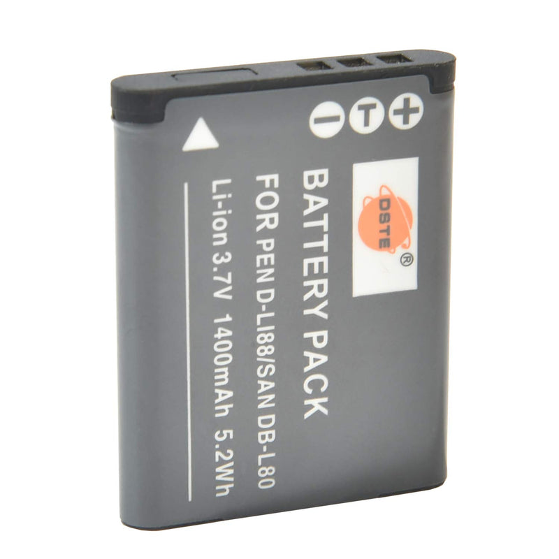 [AUSTRALIA] - DSTE Replacement for 2X D-Li88 Li-ion Battery Compatible Pentax Optio H90 P70 P80 W90 WS80 Camera as DB-L80 VW-VBX070 