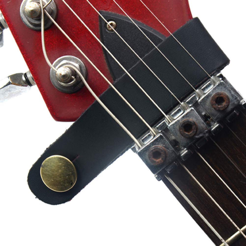 4 Pieces PU-Leather Guitar Headstock Strap Tie Guitar Neck Strap Button Headstock Adapter