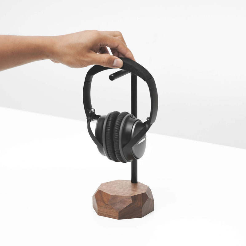 Oakywood Geometric Solid Wood Headphone Stand {Walnut} Walnut