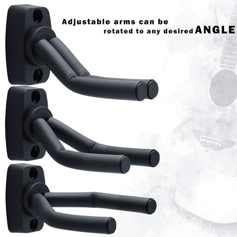 Guitar Wall Mount Hanger 6 Pack Guitar hook Holder Stand Black for Acoustic Electric Bass Guitars Ukulele and More Instruments