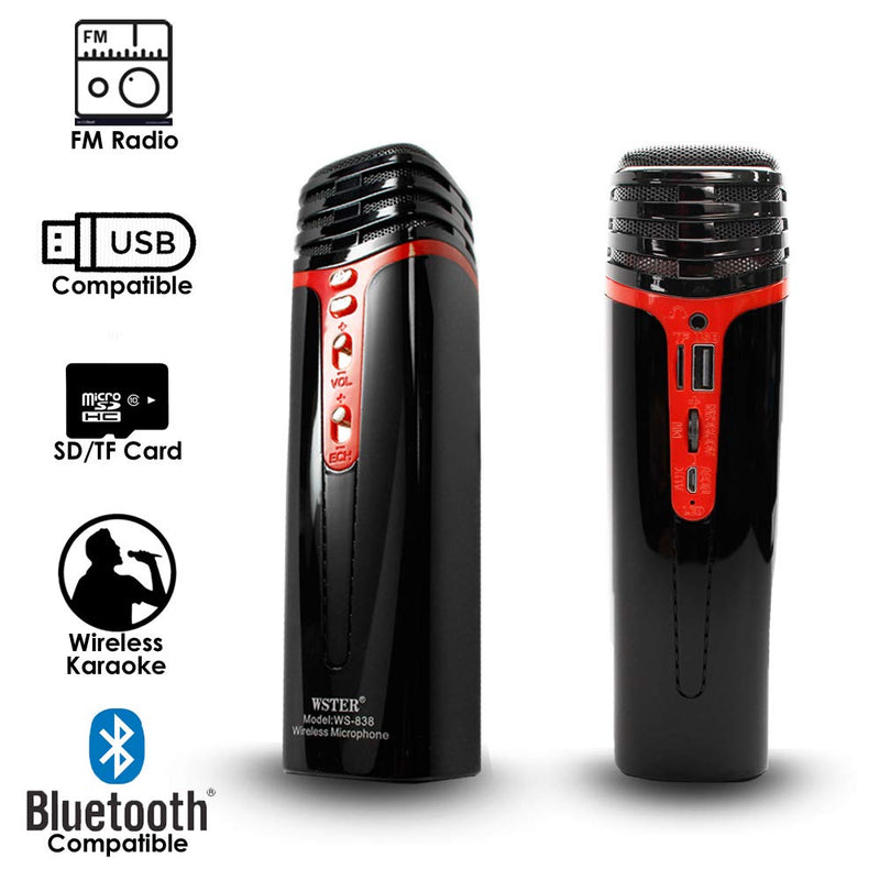 Wireless Bluetooth Karaoke Microphone with Duet Sing, Handheld Mic Speaker Machine for Android/iOS/PC/Stage/Party,Gifts for Kids&Adults(Black)