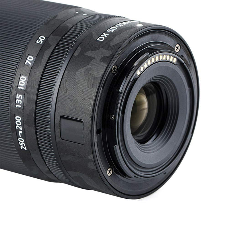 Anti-Scratch Lens & Lens Hood Cover Skin Sticker Protector Film for Nikon Nikkor Z DX 50-250mm F4.5-6.3 VR Lens & HB-90A Lens Hood Skin Guard Shield on Nikon Z 50 Z50 - Shadow Black Camouflage Pattern