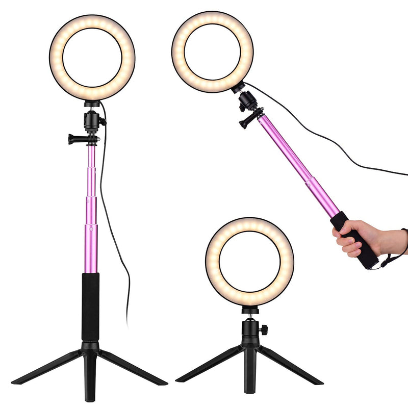 Docooler 6 Inch LED Ring Light with Tripod Stand for Video Recording Live Stream Makeup Portrait YouTube Video Lighting
