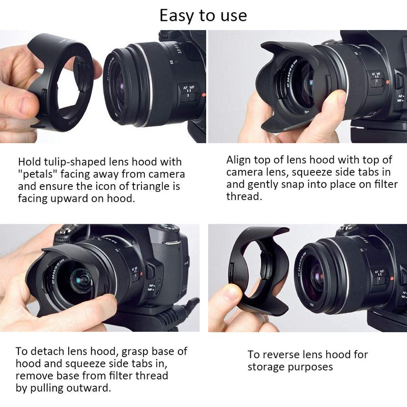 Easy Hood 77mm Lens Hood, Universal Snap-on Reversible Lens Hood for Canon Nikon Sony Fuji Olympus Pentax 18-135mm EF-S Lens (77mm)