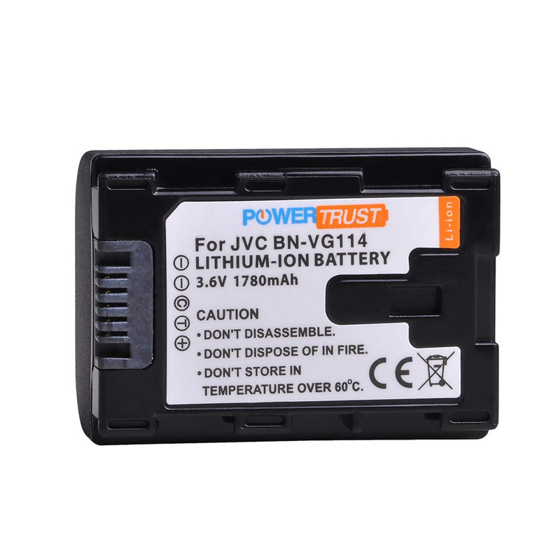 [AUSTRALIA] - PowerTrust 2-Pack BN-VG114 Battery + Fast Charger Kits for JVC BN-VG107 BN-VG107U BN-VG108U BN-VG108E BN-VG114U BN-VG121U BN-VG138U BN-VG138 Camcorder Batteries 