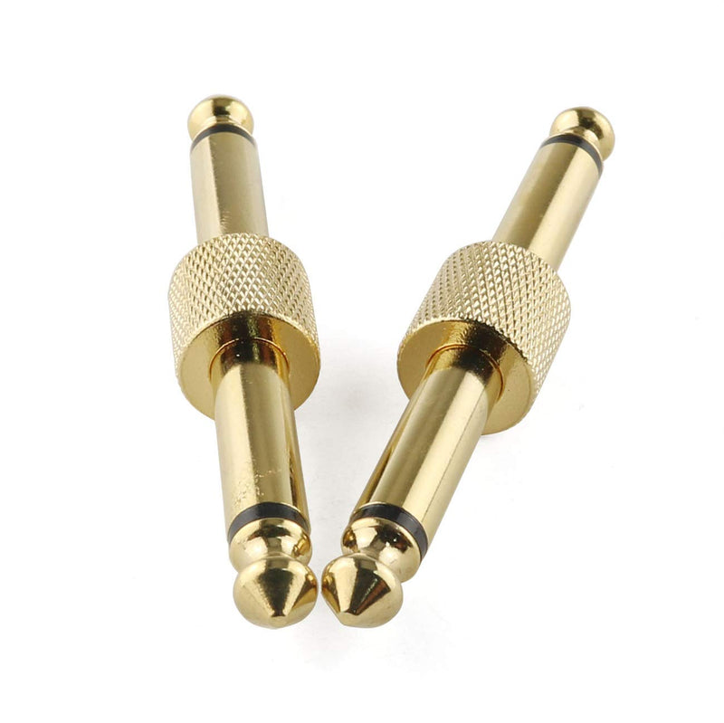 E-outstanding 2-Pack Guitar Pedal Coulper 6.35mm(1/4") Audio Mono Male to Male Plug Gold Plated Copper Guitar Effect Pedals Convert Instrument Connector Adapter