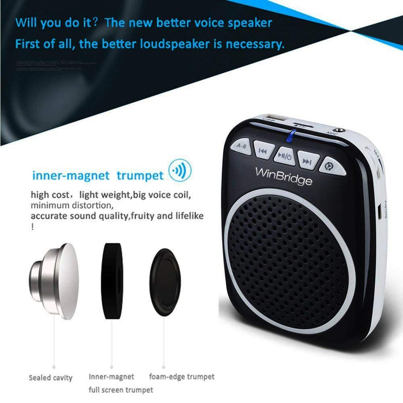 W WINBRIDGE WB001 Portable Voice Amplifier with Headset Microphone Personal Speaker Mic Rechargeable Ultralight for Teachers, Elderly, Tour Guides, Coaches, Presentations, Christmas Gift Teacher