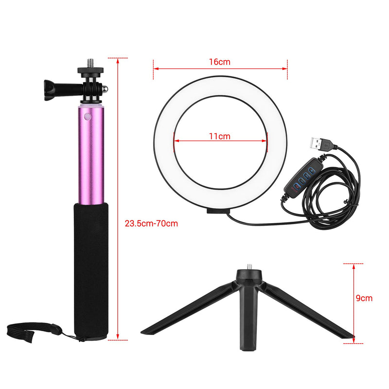 Docooler 6 Inch LED Ring Light with Tripod Stand for Video Recording Live Stream Makeup Portrait YouTube Video Lighting