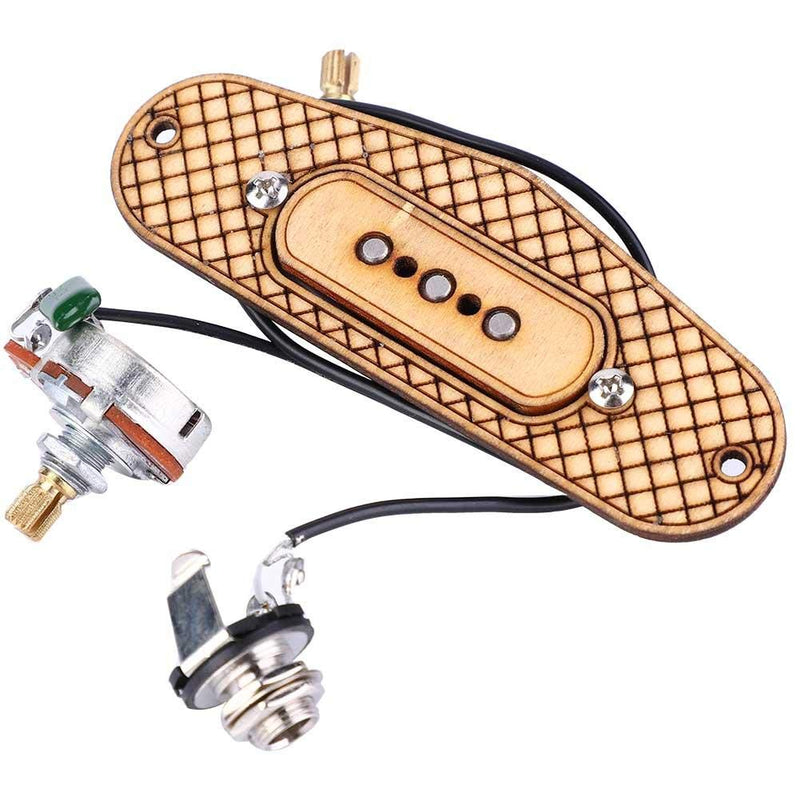 MAGT Guitar Pickup Cigar Box Guitar Kit, 3 String / 3 Pole Guitar Pickup Maple Wood Humbucker Pickup with 6.35mm Jack for Cigar Box Guitar