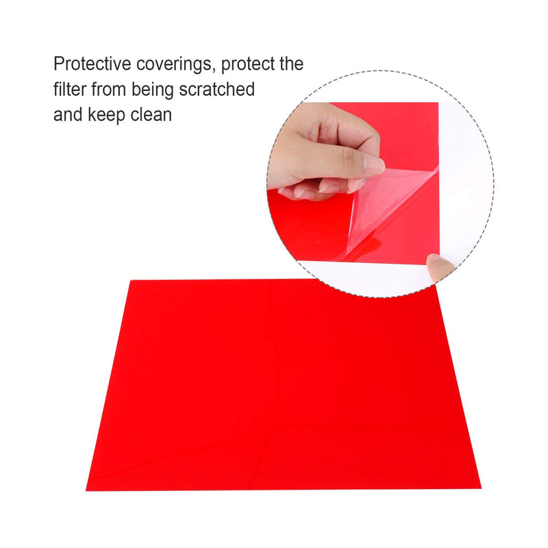 10 Pack Gel Filter Transparency Color Film Plastic Sheets Colored Overlays Correction Gels Light Filter Flash Lighting Holiday Decorations,11.7 by 8.3 Inches (Red) Red
