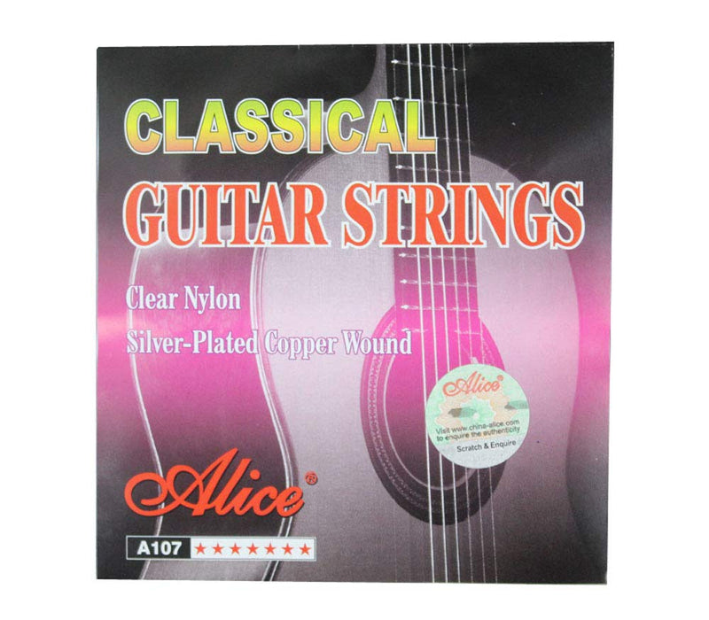 3 Packs Alice A107 Standard Tension 028-043 Clear Nylon Silver Plated Copper Alloy Wound Classical Guitar Strings