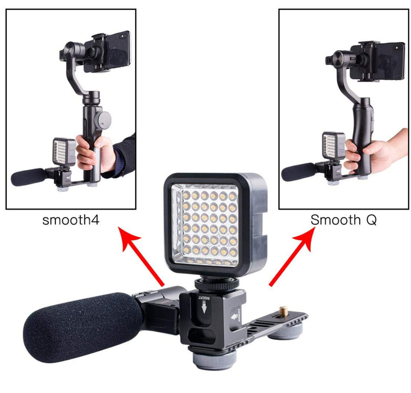 koolehaoda 4-Cold Shoe Mount Gimbal Extension Bracket, Universal Mic Stand and Light Mount Plate Adapter for 3Axis Gimbal with 1/4'' Threads for LED/Mic Mounting