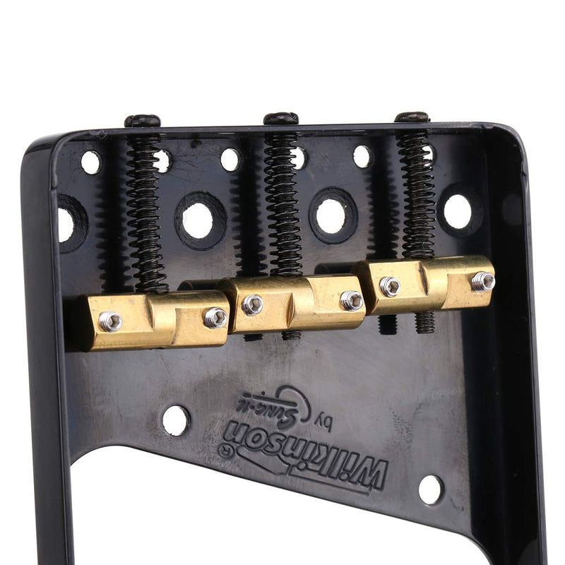 Wilkinson WTB Telecaster Bridge with Brass Compensated 3-Saddle for Tele TL Electric Guitar, Black