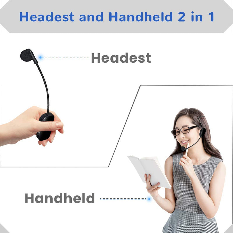 [AUSTRALIA] - Wireless Microphone Headset, 2.4G Wireless Headset Mic System, 160ft Range, Headset Mic and Handheld Mic 2 in 1, 1/8''＆1/4'' Plug, for Speakers, Voice Amplifier, PA System-Not Supported Phone, Laptop 