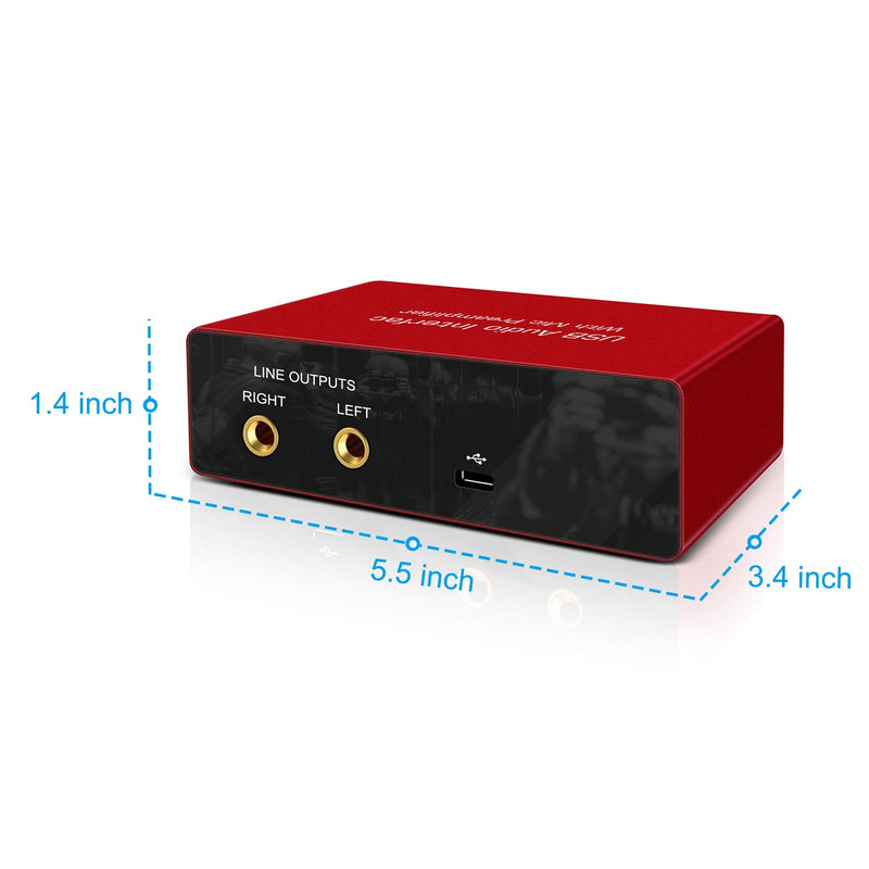 Audio Interface USB Audio Interface with Mic Preamplifier USB Audio Mixer Recorder with 48V Phantom Power, 24 Bit, Support Tablet, Computers and Other Equipment Recording （NO Software or DAW included）