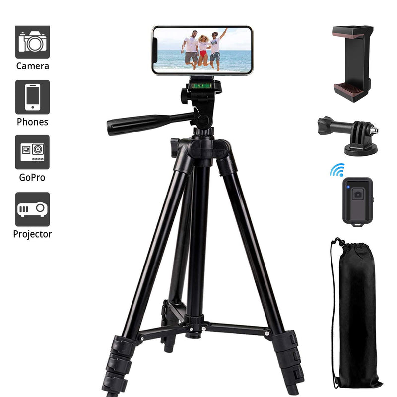 Phone Tripod, LINKCOOL 42 inches Portable Adjustable Cell Phone Tripod Stand with Phone Mount & Wireless Control Remote for iPhone/Android Smartphone - Black