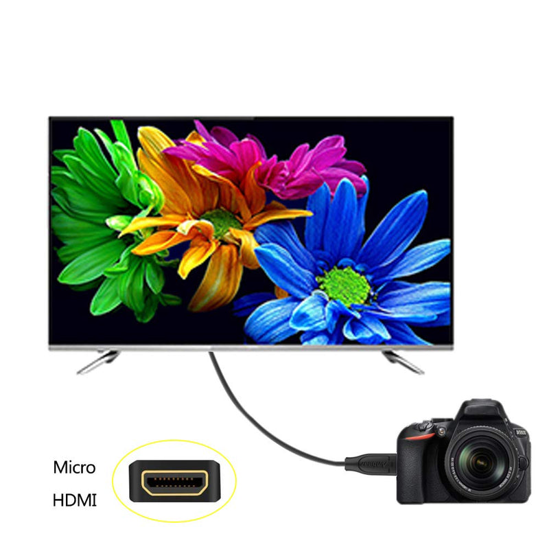 Micro HDMI to HDMI Cable 3FT,Anbear Micro HDMI to HDMI 3 Feet Support 3D 4K 60Hz Ultra HD(HDMI to Micro HDMI) Compatible