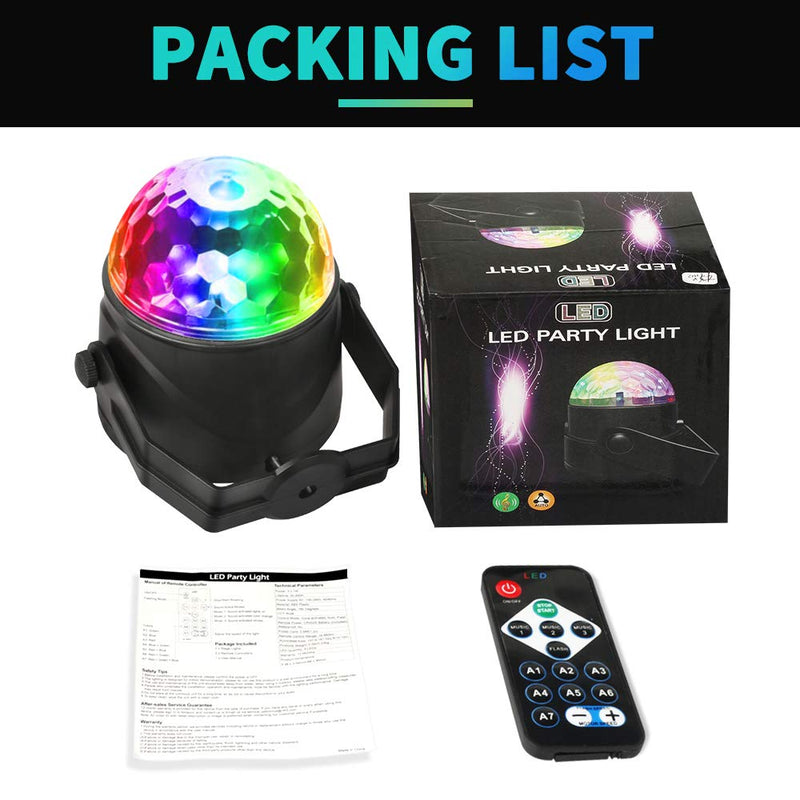 [AUSTRALIA] - Fu Store Party Lights Disco Ball Strobe LED Stage Light Sound Activated RGB Christmas Light with Remote Control 7 Modes for Home Dance Party Birthday Bar Karaoke Christmas Wedding Show Club Pub 