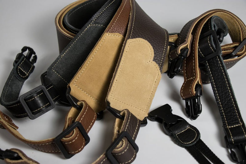 Franklin Strap - 2.5" Glove Leather with Suede Backing and Quick Release Loops - Banjo Strap - Caramel