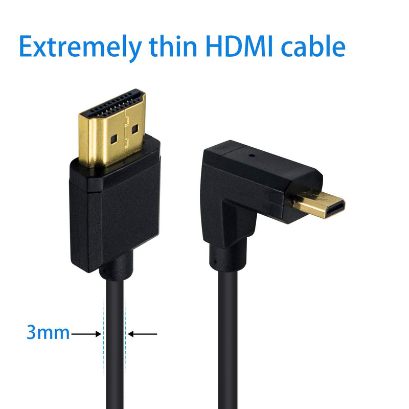 [AUSTRALIA] - Duttek Micro HDMI to Standard HDMI Cable, Micro HDMI to HDMI Adapter Cable, Extreme Thin UP Angled Micro HDMI Male to HDMI Male Cable for 1080P, 4K, UltraHD, 3D, Ethernet (6 inch/ 15cm) UP Angled 15cm 