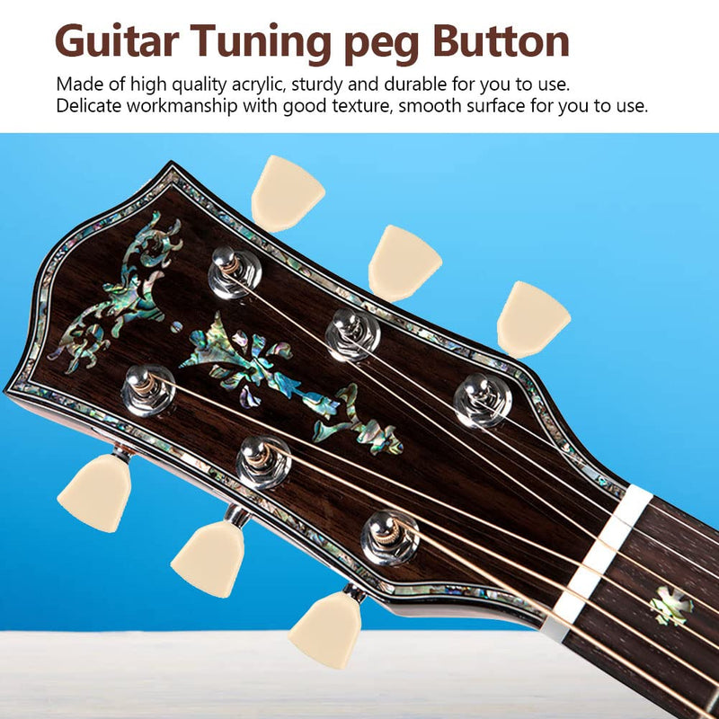 [AUSTRALIA] - Tuning Peg Button, 6 PCS/Set Tuning Pegs Machine Heads Acrylic Buttons for Acoustic Electric Guitar(Beige) Beige 