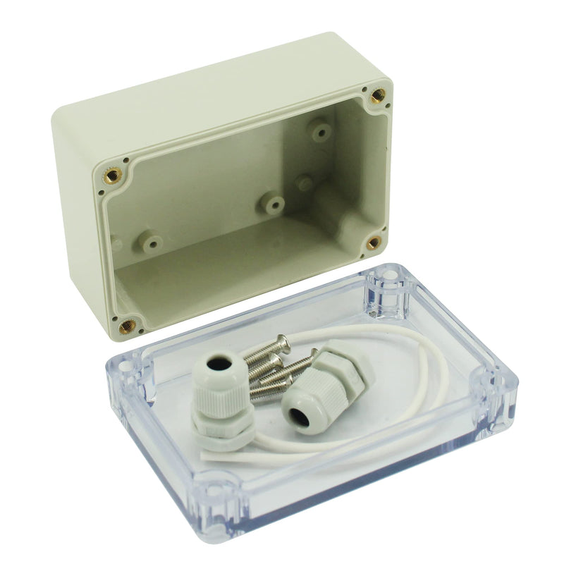 UHZBTEC Clear Lid Waterproof ABS DIY Project Enclosure Box with Cable Gland Plastic Junction Box for Electronics 3.93 x 2.67 x 1.96 inch ( 100 x 68 x 50 mm ) 3.9''x2.7''x2'' Clear Lid