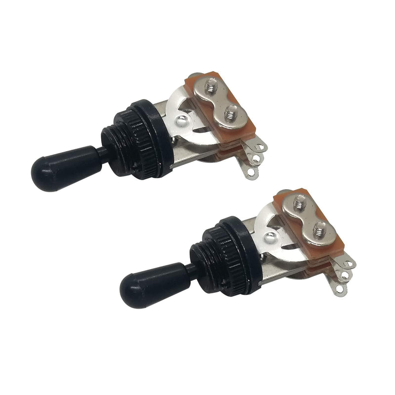 3 Way Guitar Toggle Switch Pickup Selector for Gibson Epiphone Les Paul LP SG Electric Guitar Short Straight 2 Pcs (Black) black