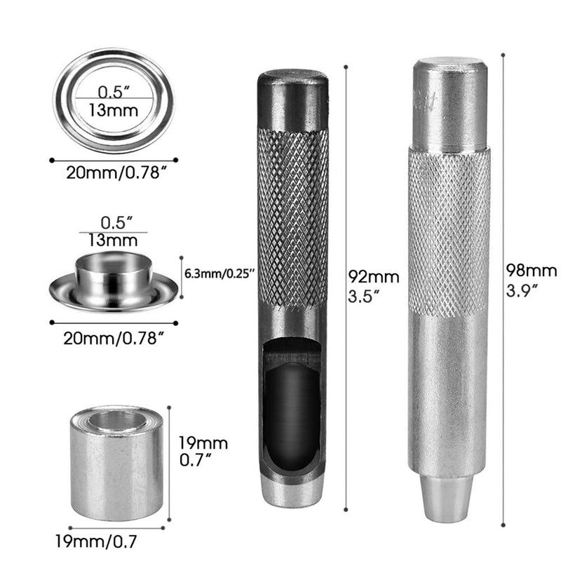 Grommet Kit,Grommets 1/2 inch Heavy Duty Metal Eyelets Kit for Fabric