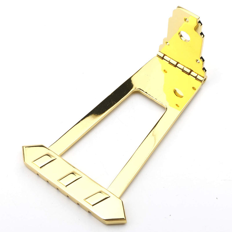 Gold Semi-Hollow 6 String Jazz Bass Guitar Trapeze Tailpiece Bridge Board