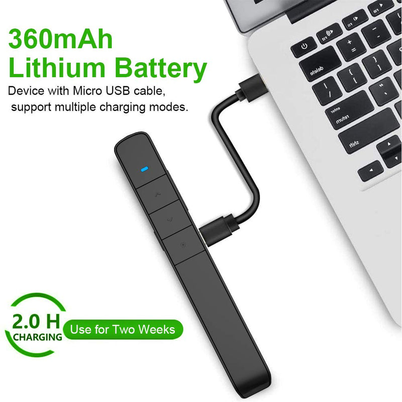 [AUSTRALIA] - KNORVAY Presentation Clicker Green Light Pointer USB Rechargeable Wireless Presenter PowerPoint Clicker Hyperlink Presentation Remote Control Slide Advancer RF 2.4GHz for Keynote/Mac/PC/Laptop … 