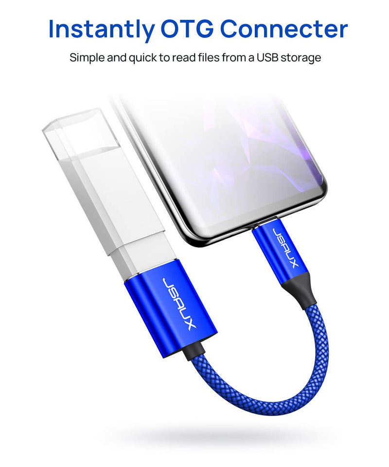 JSAUX USB C to USB Adapter [2 Pack], USB Type C Male to USB 3.0 Female OTG Cable-Blue 2 Pack Blue