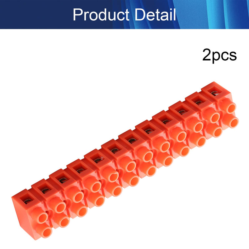 Jutagoss 2 PCS Dual Row Terminal Block H2519-12 Screw Terminal Electric Barrier Strip Block 12 Positions 600V 36A Wire Barrier Block Terminal H2519-12 2PCS