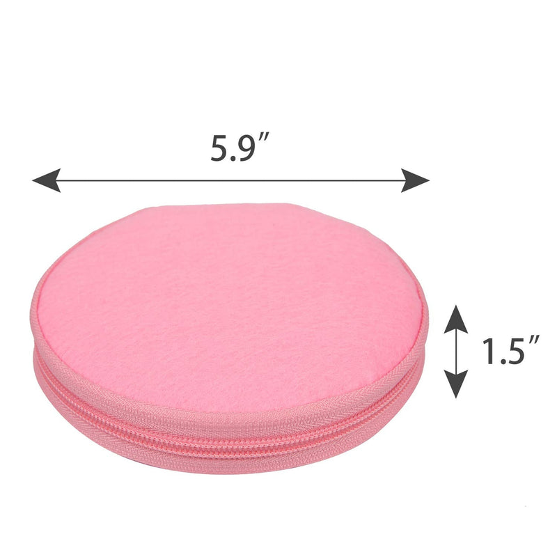 [AUSTRALIA] - ELEZAY Small CD Case Round Felt 20 Capacity CDs Storage Wallet DVD Disc Holder, Pink A-Pink 