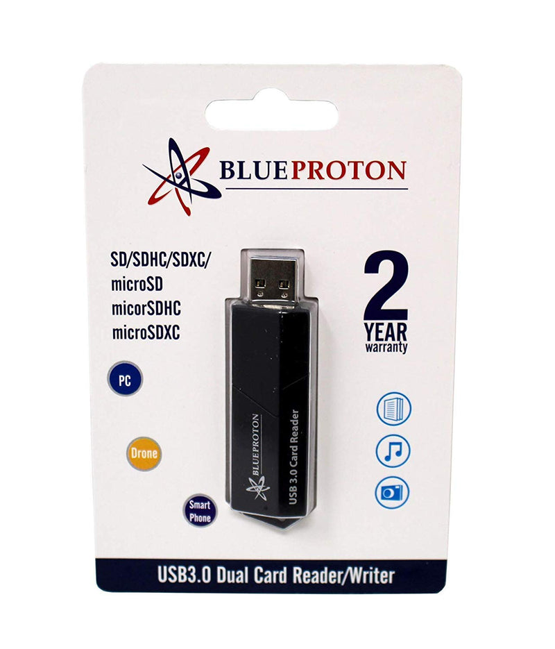 BlueProton USB 3.0 Portable Card Reader for SD, SDHC, SDXC, MicroSD, MicroSDHC, MicroSDXC, with Advanced All-in-One Design