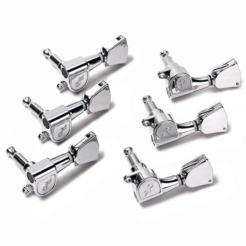 Alnicov Guitar String Tuning Pegs 3L3R Machine Heads Knobs Tuners Machine Head Set For Electric Or Acoustic Guitar, Chrome