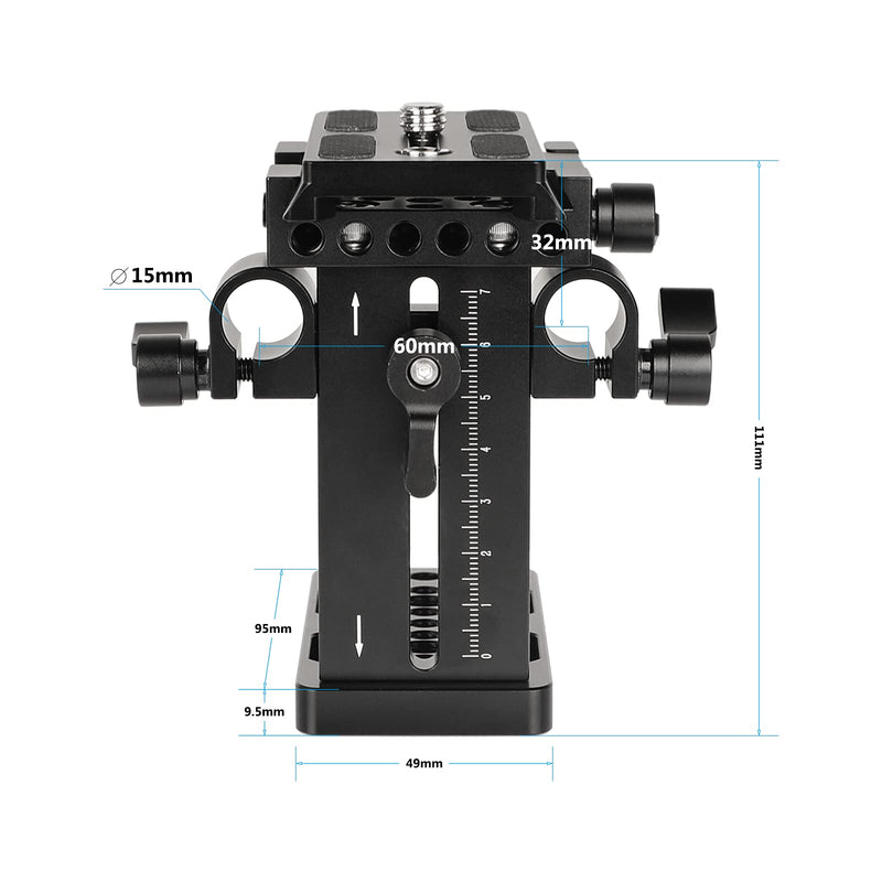 [AUSTRALIA] - CAMVATE Quick Release Plate with Up-and-Down Adjustable 15mm Rail Block for Shoulder Mount Rig - 2649 