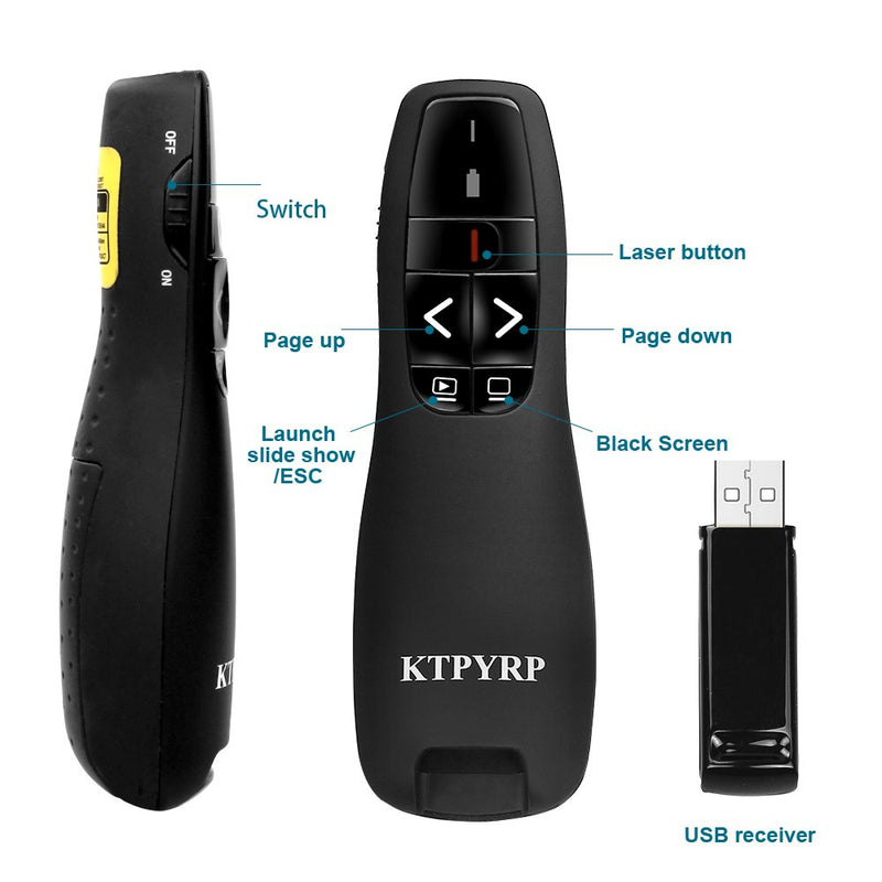 Wireless Presenter,Presentation Clicker Remote,Clicker for Powerpoint Presentations,Support Hyperlink Volume Control RF 2.4GHz Presentation Remote Control for Mac, Laptop, Computer