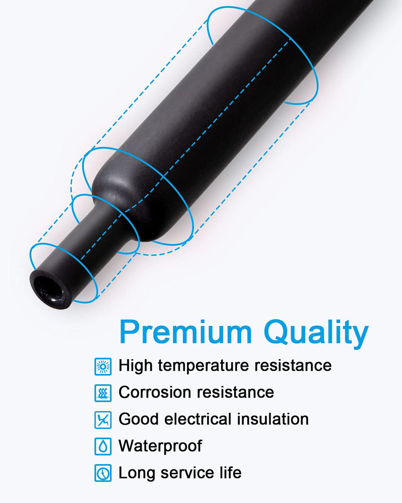 MILAPEAK 270 PCS Heat Shrink Tubing Kit - 3:1 Ratio Adhesive Lined, Marine Grade Shrink Wrap - Automotive Industrial Heat-Shrink Tubing - Black, Red