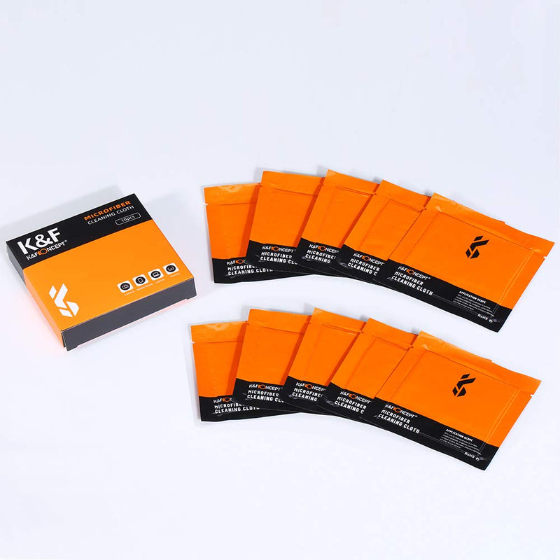 K&F Concept Microfiber Cloths for Camera Lens Washable 10-Pack 6x4in Vacuum Wrapped Lint Free Cleaning Cloth for Electronics and Glasses, Optics Precision Instrument Screens Polishing Cloth 10 Pack