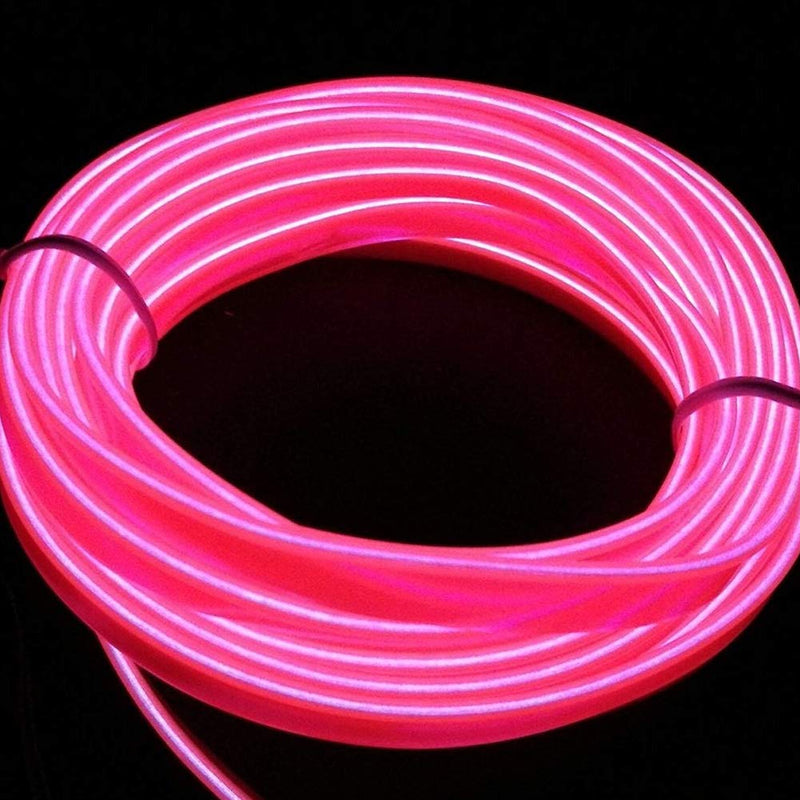 Kmruazre Neon Light El Wire with USB Neon Glowing Strobing Electroluminescent Wire for Parties Halloween Christmas Xmas Festival Car Decoration 2m/6ft(Pink)